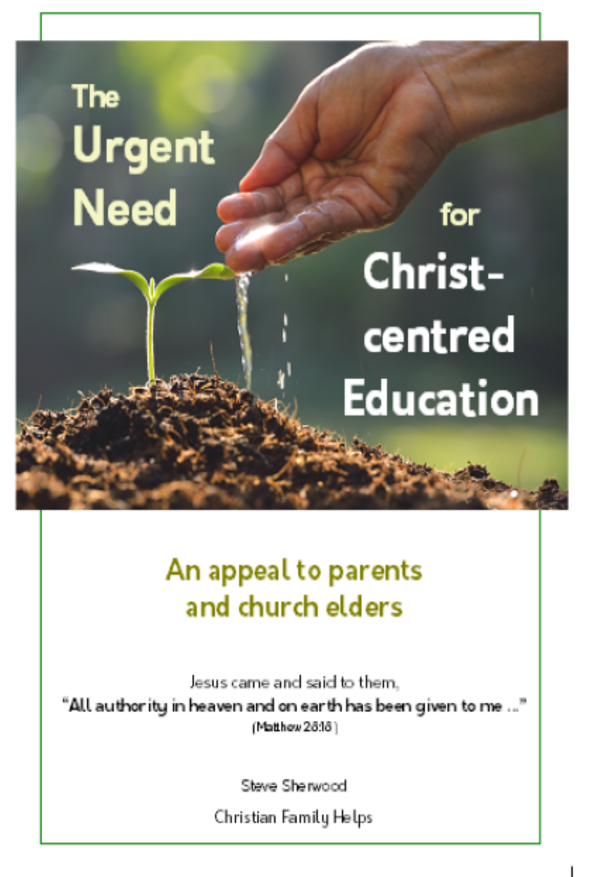 The Urgent Need for Christ-centred Education